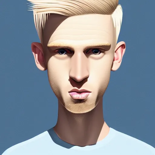 Image similar to thin blond man with blond hair long on top medium down the sides, blond beard, small chin, small nose, thin lips, English heritage, small blue eyes, small ears, pale skin, narrow face, digital art, painterly, cartoon, cute, 8k, illustration, art by loish, painterly, trending on artstation, medium shot, uncropped