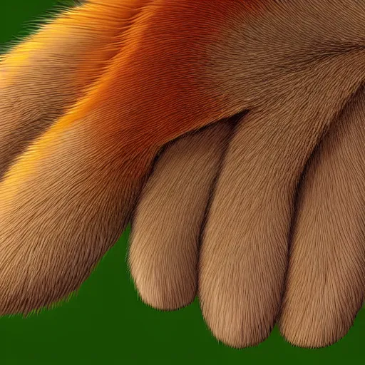 Prompt: underside of a fox paw, fluffy, paw pads, pawprints, 4 k furry art