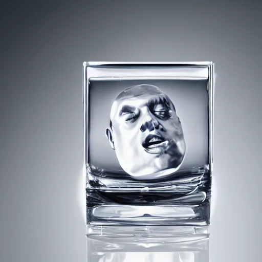 Image similar to o shea jackson face in a ice cube, 8 k, ultra realistic details