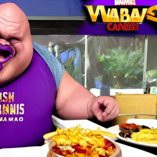 Prompt: obese thanos mukbang