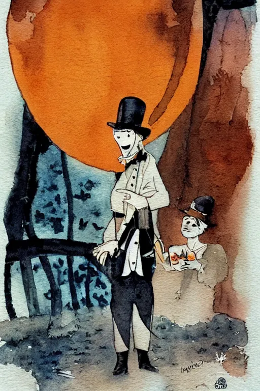 Image similar to a clockwork orange, children's book, melancholy, watercolor, illustrated