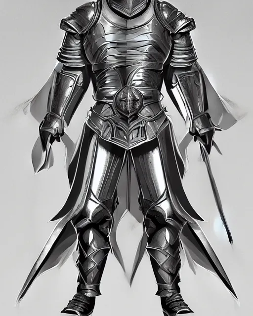 Image similar to noble armor, medieval fantasy concept art, trending on artstation, shiny silver with gold accents, flat shading, smooth lines, extremely clean, uncluttered, symmetrical, front view, simple line art