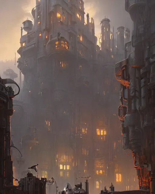 Image similar to gathering at the gallows at the courtyard of a robust dieselpunk futuristic fantasy castle, calming, uplifting mood, ultra realistic, factory, funny, small buildings, highly detailed, epic lighting, illuminated, cinematic, morning, art by eddie mendoza