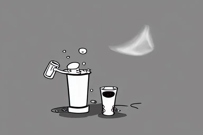 Image similar to a sad anthropomorphic spilled drink crying, digital art