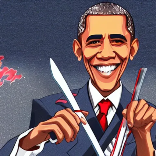 Prompt: obama as an anime swordfighter