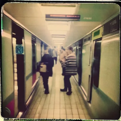 Image similar to cursed polaroid photo of toronto subway