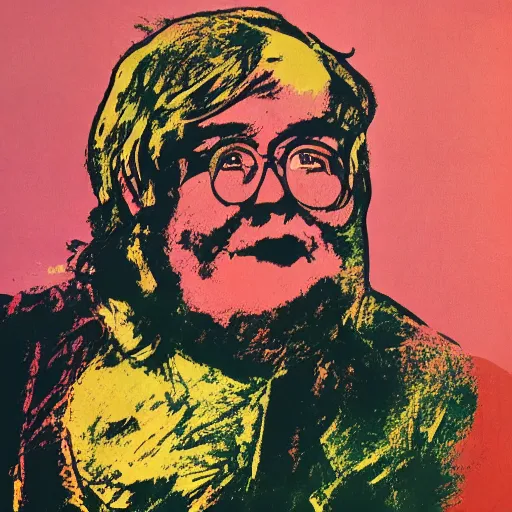 Image similar to portrait of fat man by andy warhol