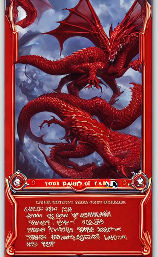 pokemon card trading fantasy card of a red dragon