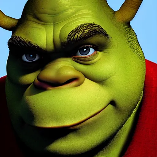 Image similar to hyper realistic portrait of shrek, cinematic, artstation