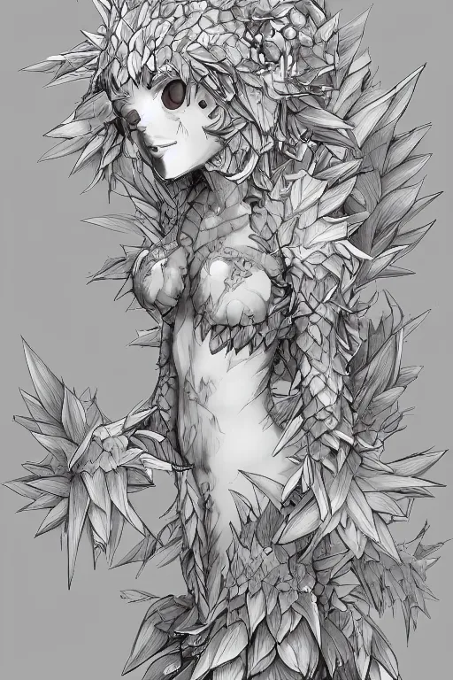 Image similar to cute humanoid figure plant monster, highly detailed, digital art, sharp focus, trending on art station, anime style