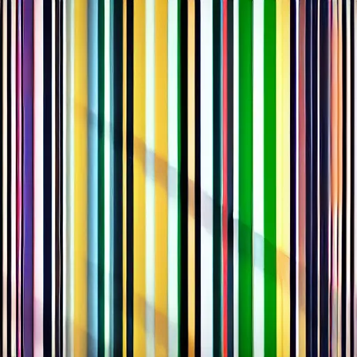 Prompt: The painting is a beautiful abstract composition. It is composed of a series of vertical stripes of different colors, ranging from light to dark. The stripes are separated by thin lines, which create a sense of movement and energy. The overall effect is one of harmony and balance. digital art, reflective by Arthur Elgort 3d render