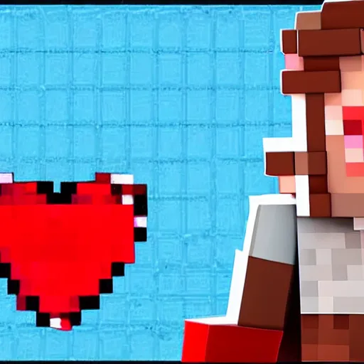 Image similar to anatomical heart with realistic blood in minecraft clickbait youtube thumbnail