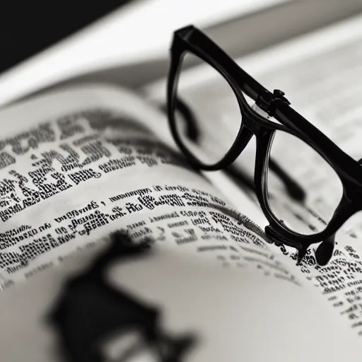 Prompt: a skeleton with glasses reading a book, photorealistic, macro lens