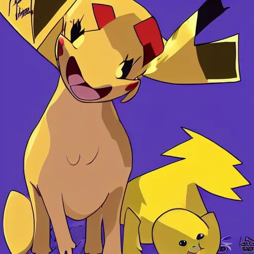 Prompt: A hybrid of ((pikachu)) and a blond terrier!!!!! anime art, pokemon, digital art, detailed, award winning