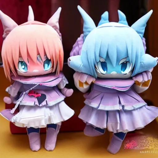 Image similar to cute fumo plush of an anime devil from the depths of the underworld, demon girl