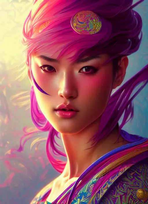 Image similar to hyper detailed ultra sharp of a beautiful ninja girl. trending on artstation, vaporwave aesthetic, synthwave, colorful, psychedelic, ornate, intricate, digital painting, concept art, smooth, sharp focus, illustration, art by artgerm and greg rutkowski and alphonse mucha, 8 k