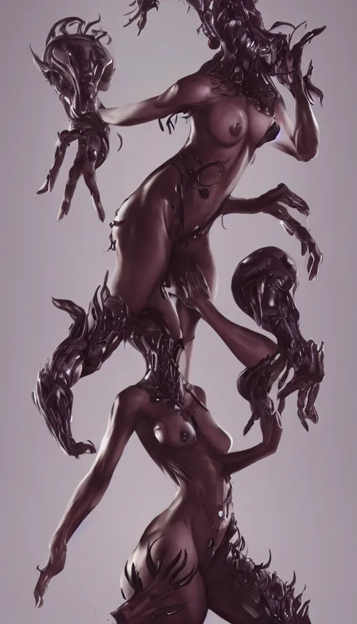 Image similar to dark goddess with six arms, made by stanley artgerm lau, wlop, rossdraws, artstation, cgsociety, concept art, cgsociety, octane render, trending on artstation, artstationhd, artstationhq, unreal engine, 4 k, 8 k,