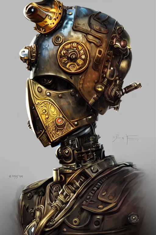 Image similar to steampunk helmet fantasy art mask robot ninja stylized digital illustration sharp focus, elegant intricate digital painting artstation concept art global illumination ray tracing advanced technology chaykin howard and campionpascale and cooke darwyn and davis jack