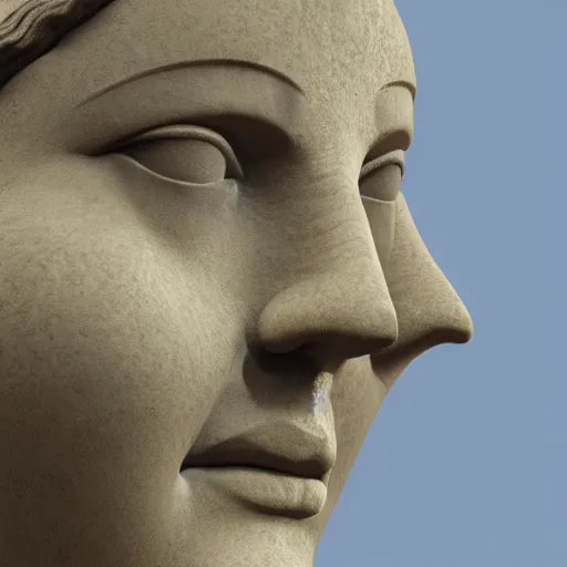Prompt: close up of an ancient greek statue of a female goddess, highly detailed, hd, photorealism, brutalism, broken, rendered in cinema 4 d