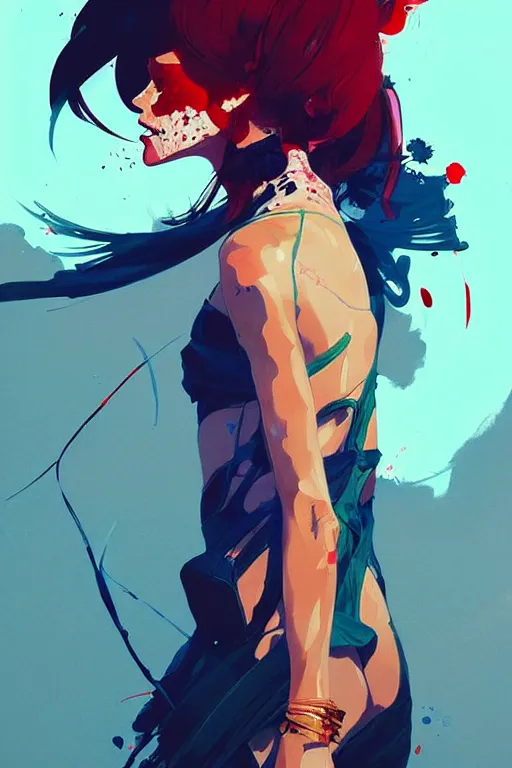 Prompt: an ultradetailed beautiful painting of a stylish woman fighter, by conrad roset, greg rutkowski and makoto shinkai, featured on artstation