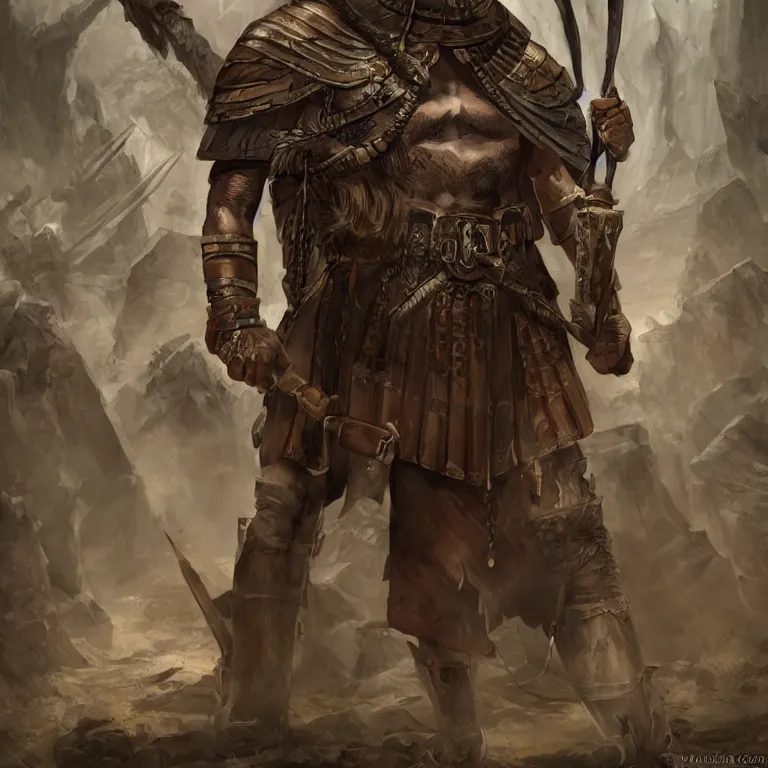 Image similar to concept art of a roman/egyptian mercenary in the style of high fantasy art in the style of dark fantasy art detailed realistic High Resolution HD 8k