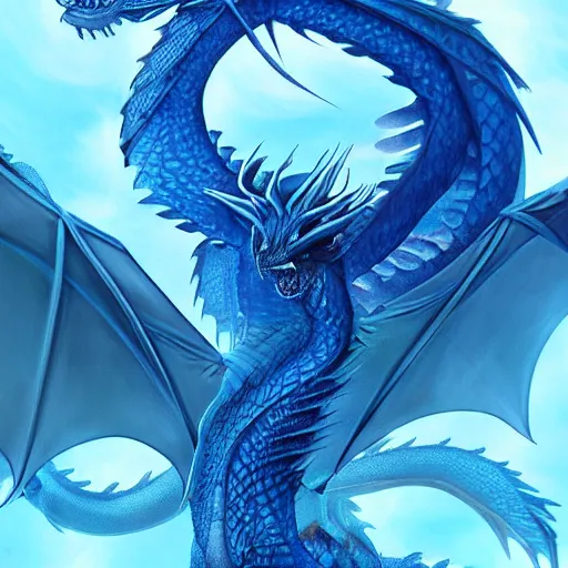 Prompt: a blue ( ( ( ( ( dragon ) ) ) ) ) scale, digital art, 4 k, trending on artstation