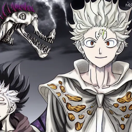 Prompt: Photorealistic demon bones from black clover