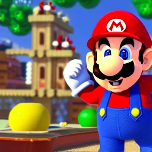 Image similar to Screenshot from Super Mario Odyssey of Joe Biden as a playable character