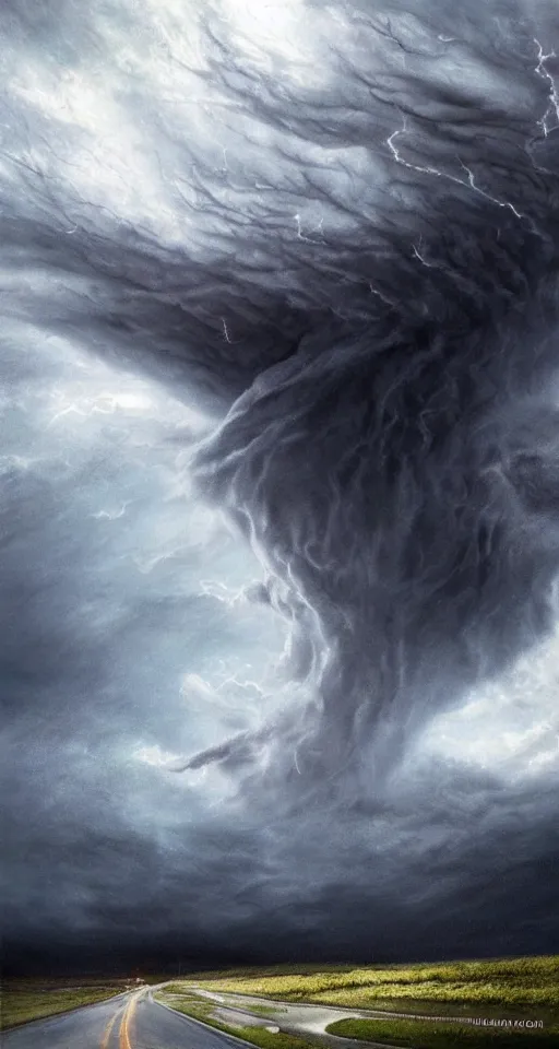 Prompt: hyperrealistic fantasy artwork of tornado storm