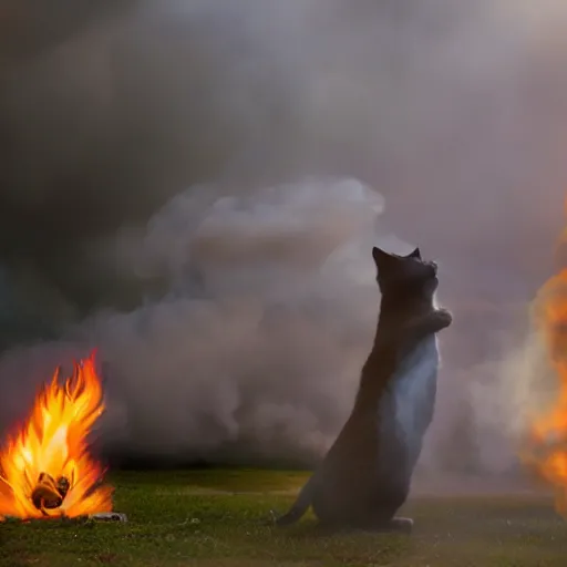 Image similar to a giant cat breathing fire