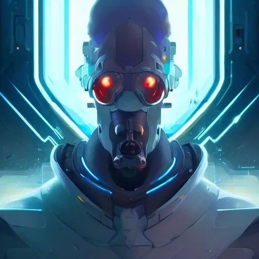 Image similar to a portrait of a handsome cybernetic protaganist, cyberpunk concept art by pete mohrbacher and wlop and artgerm and josan gonzales, digital art, highly detailed, intricate, sci-fi, sharp focus, Trending on Artstation HQ, deviantart, unreal engine 5, 4K UHD image