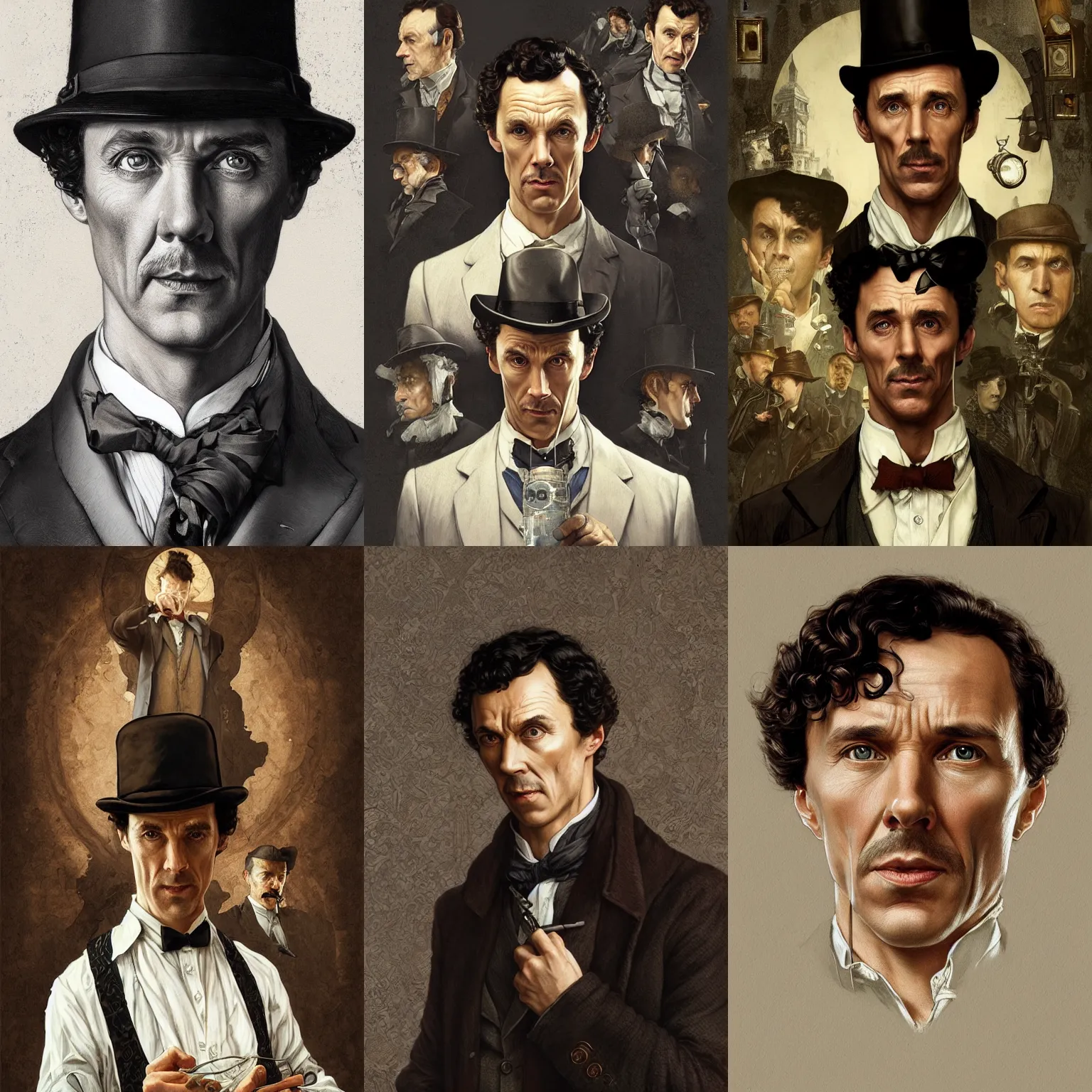 Prompt: sherlock holmes on white background, intricate, highly detailed, digital painting, artstation, concept art, smooth, sharp focus, illustration, art by norman rockwell emiliano ponzi andrey remnev yoann lossel aaron jasinski, 8 k