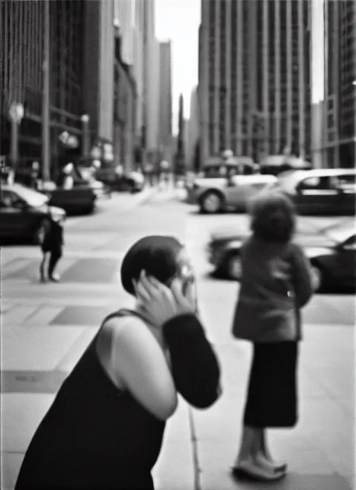 Prompt: dream analog head and shoulders fine art street photography by vivien maier, chicago. american street photography style. candid. flimic. rolleiflex 3. 5 f. symmetrical balence. in - frame