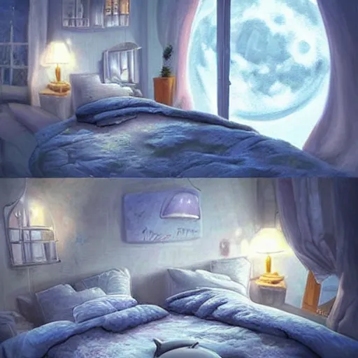 Prompt: a moon - themed bed, trending on artstation, hdr