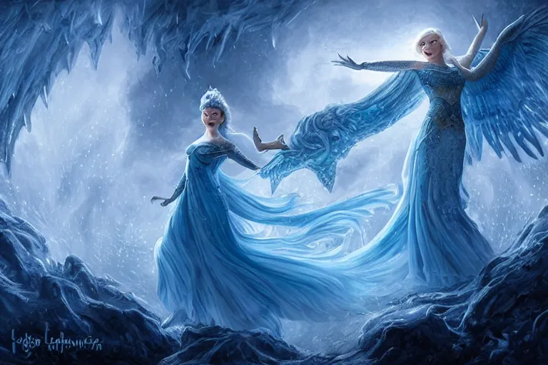 Prompt: Majestic beautiful young pepe ice goddess! fighting a beautiful evil fire goddess!! intricate, epic, elegant, menacing, fantasy, highly detailed, digital painting, hard focus, beautiful volumetric lighting, epic light, ultra detailed, souls, smoke, icicle, frozen by Leesha Hannigan, Ross Tran, Thierry Doizon, Kai Carpenter, Ignacio Fernández Ríos