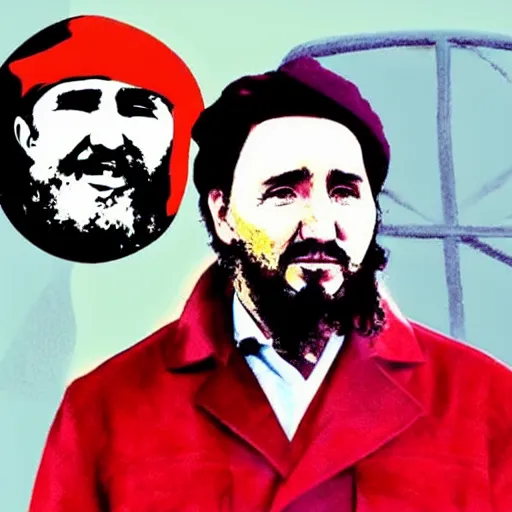 Prompt: justin trudeau as fidel castro