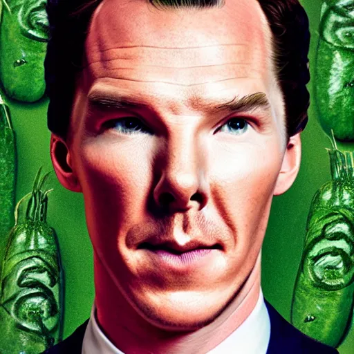 Prompt: benedict cumberbatch as a cucumber, portrait, 4 k - n 9