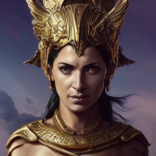 Image similar to athena, greek goddess, claudia black, art by artgerm and greg rutkowski and magali villeneuve, bronze greek armor, owl crown, d & d, fantasy, portrait, highly detailed, headshot, digital painting, trending on artstation, concept art, sharp focus, illustration