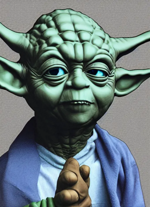 Image similar to yoda with human proportions, 8 k, hyperrealism, intricate, lens flare, bloom