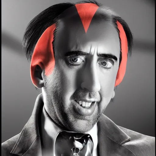 Image similar to nic cage in a puppy suit, nic cage is buff, digital photography