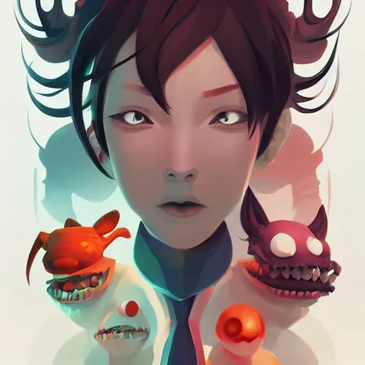 Image similar to face icon stylized minimalist ahh! real monsters, loftis, cory behance hd by jesper ejsing, by rhads, makoto shinkai and lois van baarle, ilya kuvshinov, rossdraws global illumination