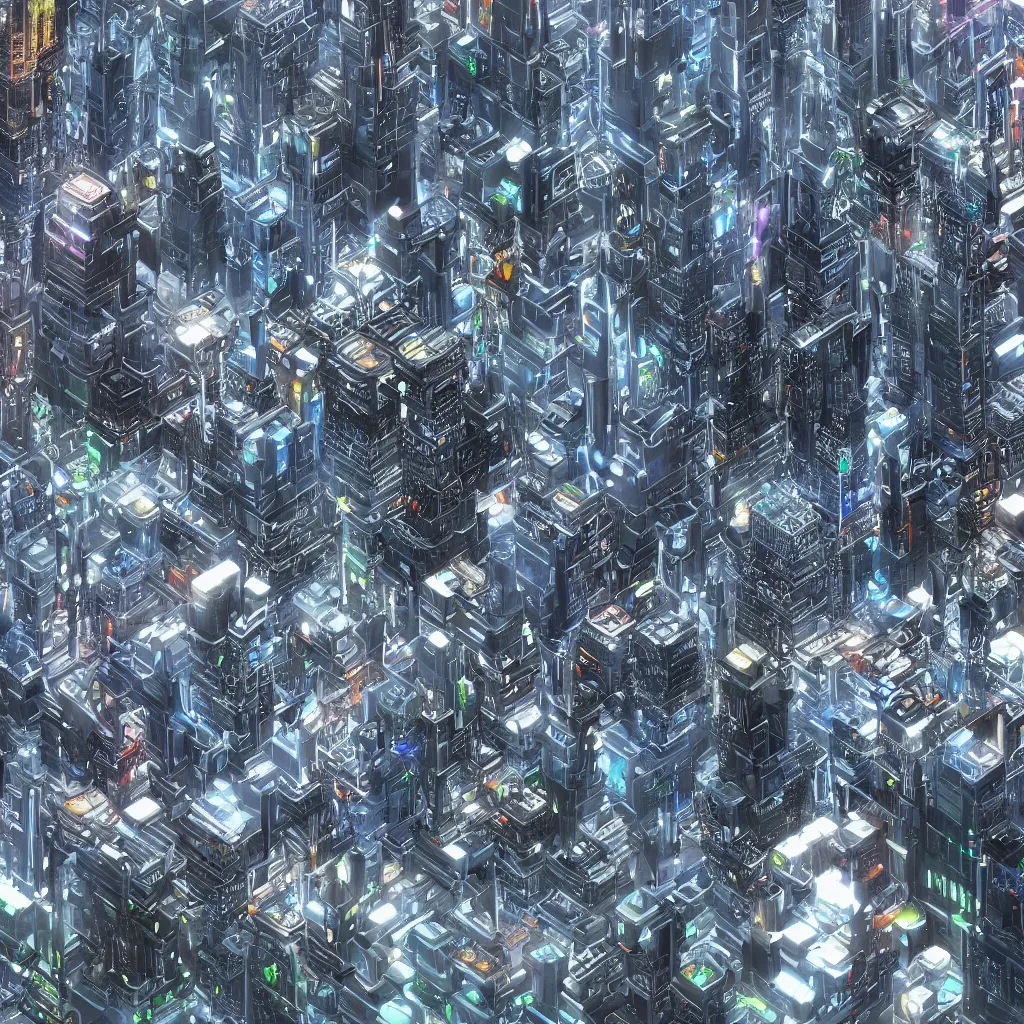 Image similar to A futuristic city that resembles a computer, detailed