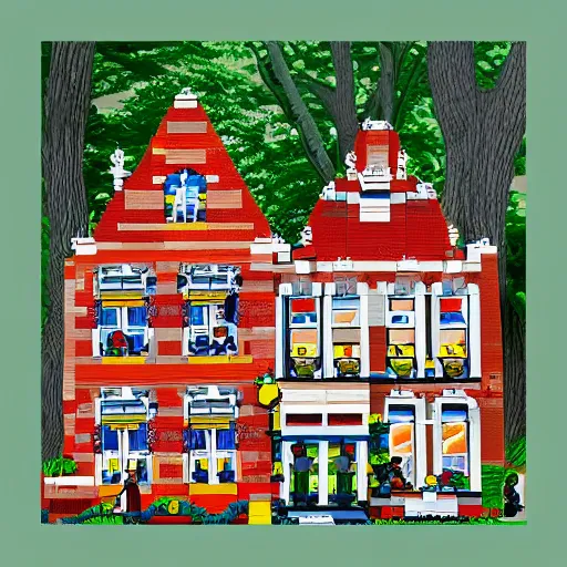 Image similar to lego house, highly detailed, digital painting