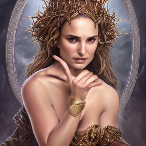 Prompt: a detailed fantasy character portrait of natalie portman as medusa by lauri blank, artgerm, evelyn de morgan, 8K, 50mm lens