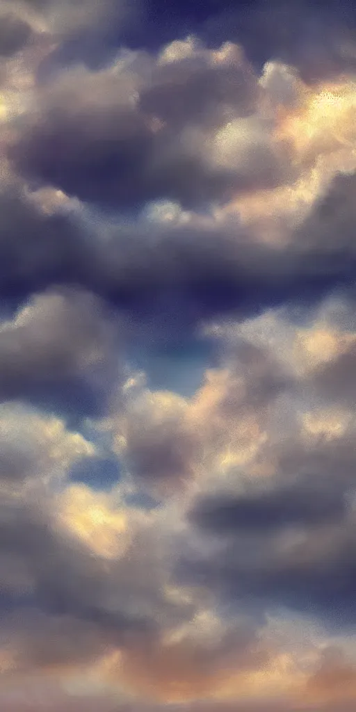 Image similar to seamless digital painting of the sky with with clouds view from the side,