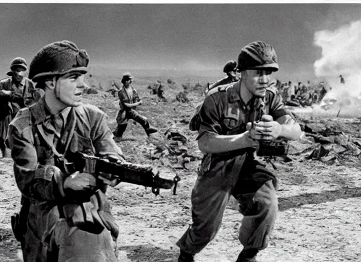 Image similar to scene from a 1950 war film