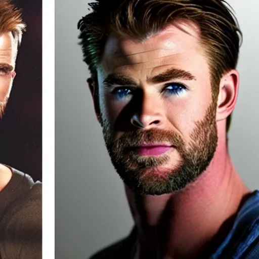 Prompt: chris hemsworth mixed with chris evans