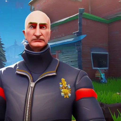 Image similar to vladimir putin as fortnite character, gameplay screenshot