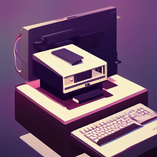 Image similar to stylized minimalist retro computer, loftis, cory behance hd by jesper ejsing, by rhads, makoto shinkai and lois van baarle, ilya kuvshinov, rossdraws global illumination