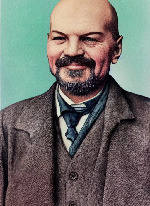 Image similar to hyper detailed portrait of smiling lenin by richard avedon, color, dslr